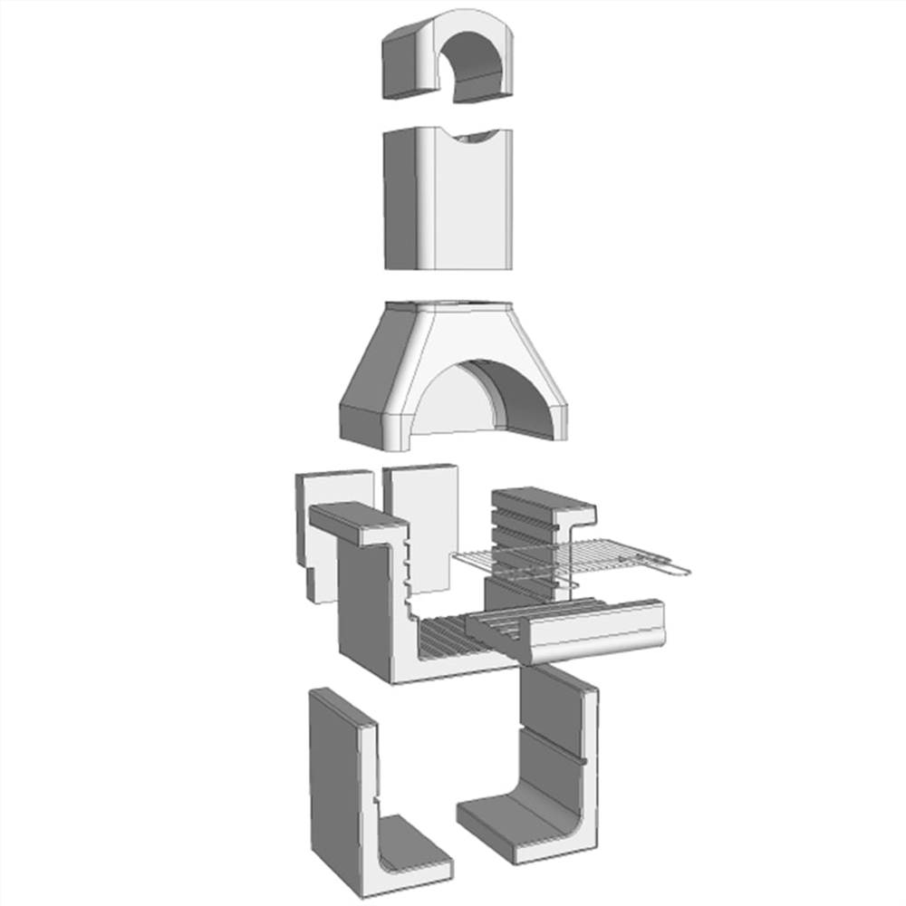 Concrete Charcoal BBQ Stand with Chimney