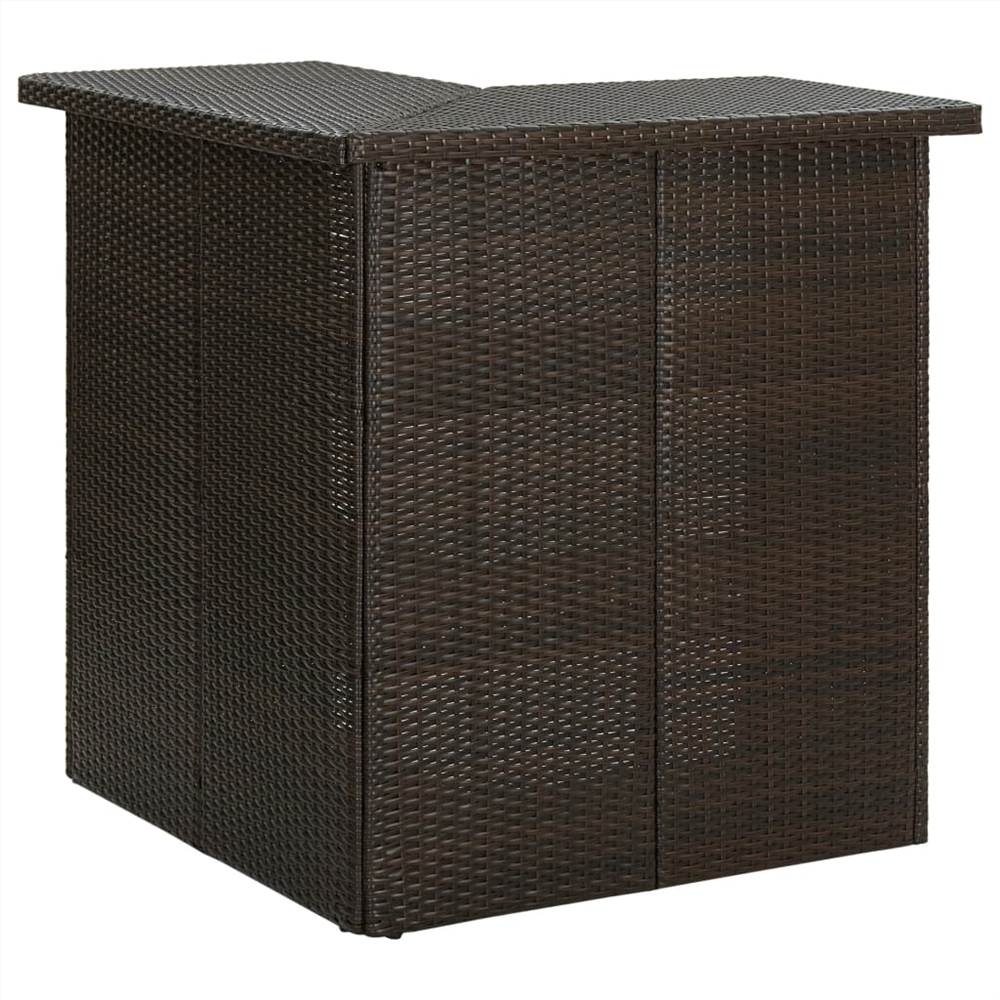 Corner Bar Table Brown 100x50x105 Cm Poly Rattan