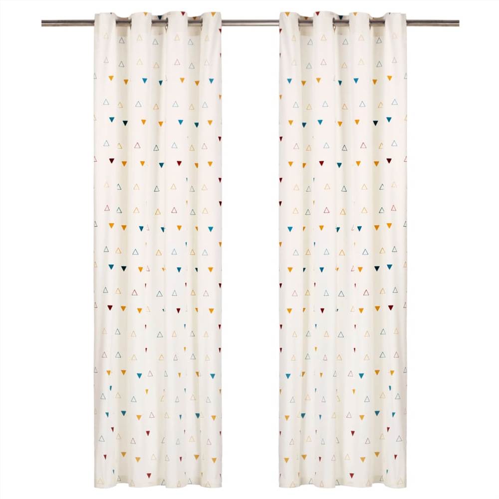 

Curtains with Metal Rings 2 pcs Cotton 140x175 cm Multicolour Triangle