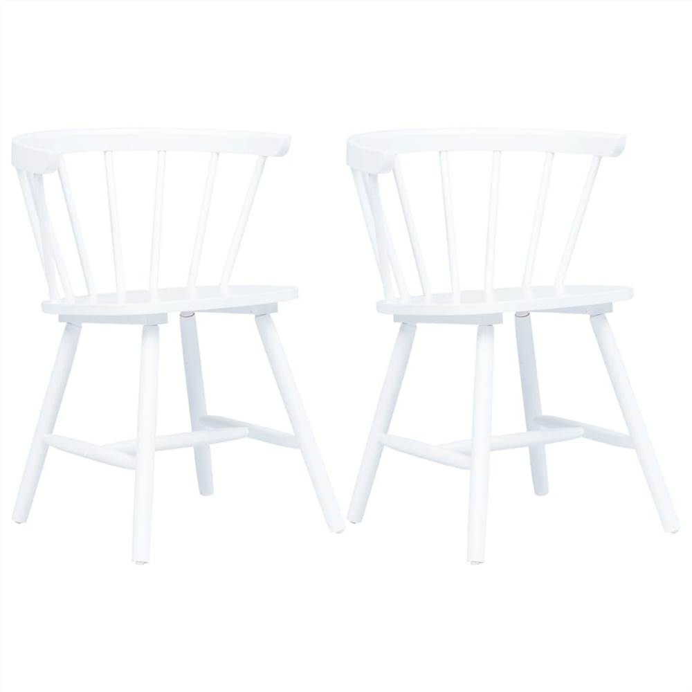 

Dining Chairs 2 pcs White Solid Rubber Wood