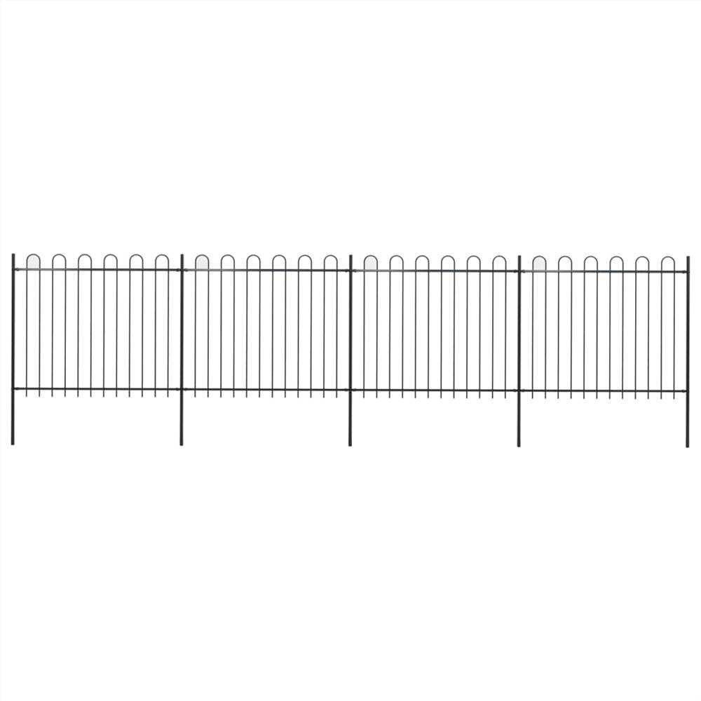

Garden Fence with Hoop Top Steel 6.8x1.5 m Black