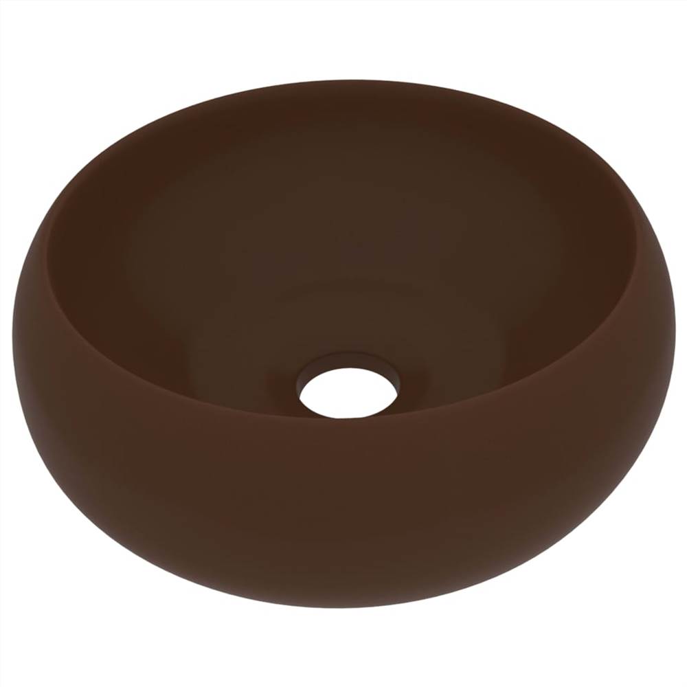 Luxury Wash Basin Round Matt Dark Brown 40x15 cm Ceramic