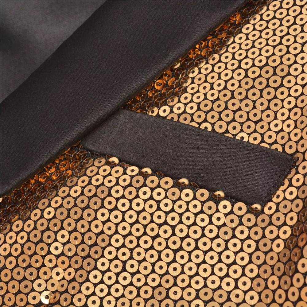 Mens Sequin Dinner Jacket Tuxedo Blazer Gold Size 54