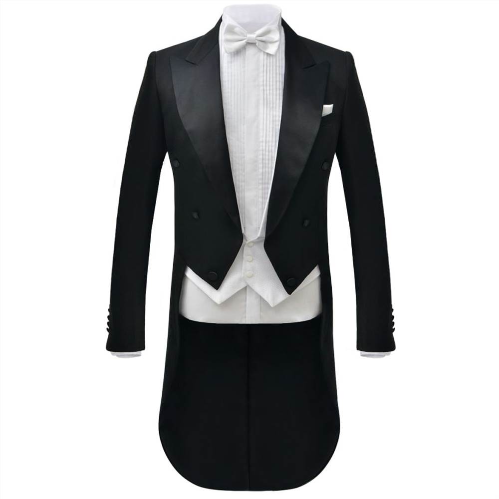 Men’s Two Piece White Tie Dress Suit Black Size 46
