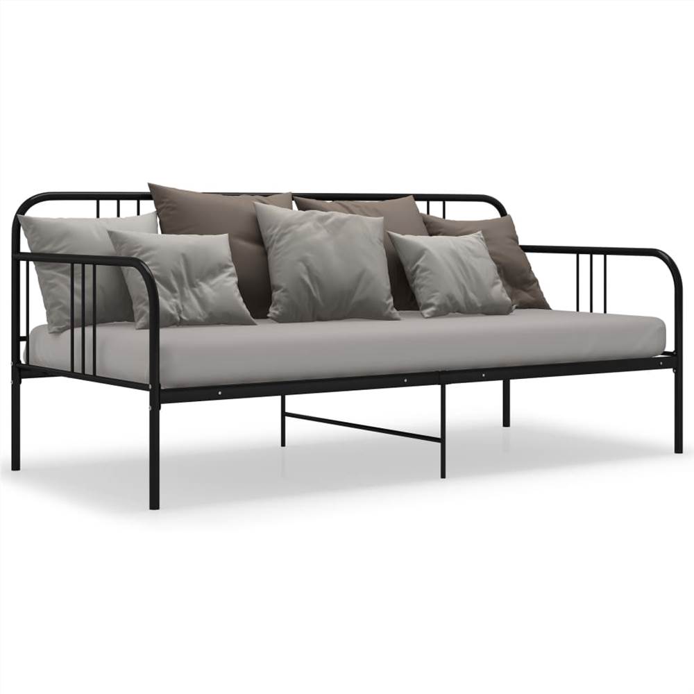 Sofa Bed Frame Black Metal 90x200 cm