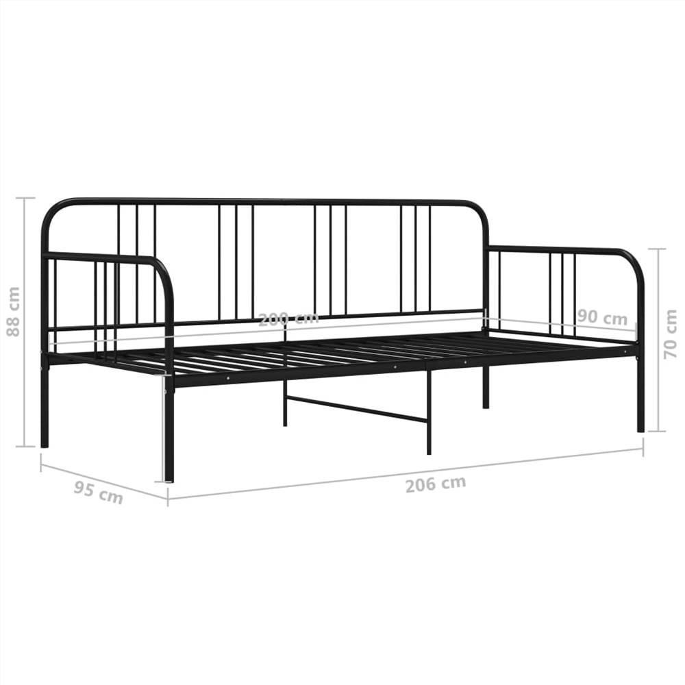 Sofa Bed Frame Black Metal 90x200 cm