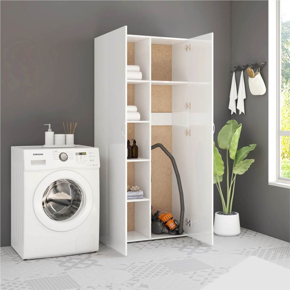

Storage Cabinet High Gloss White 80x35.5x180 cm Chipboard