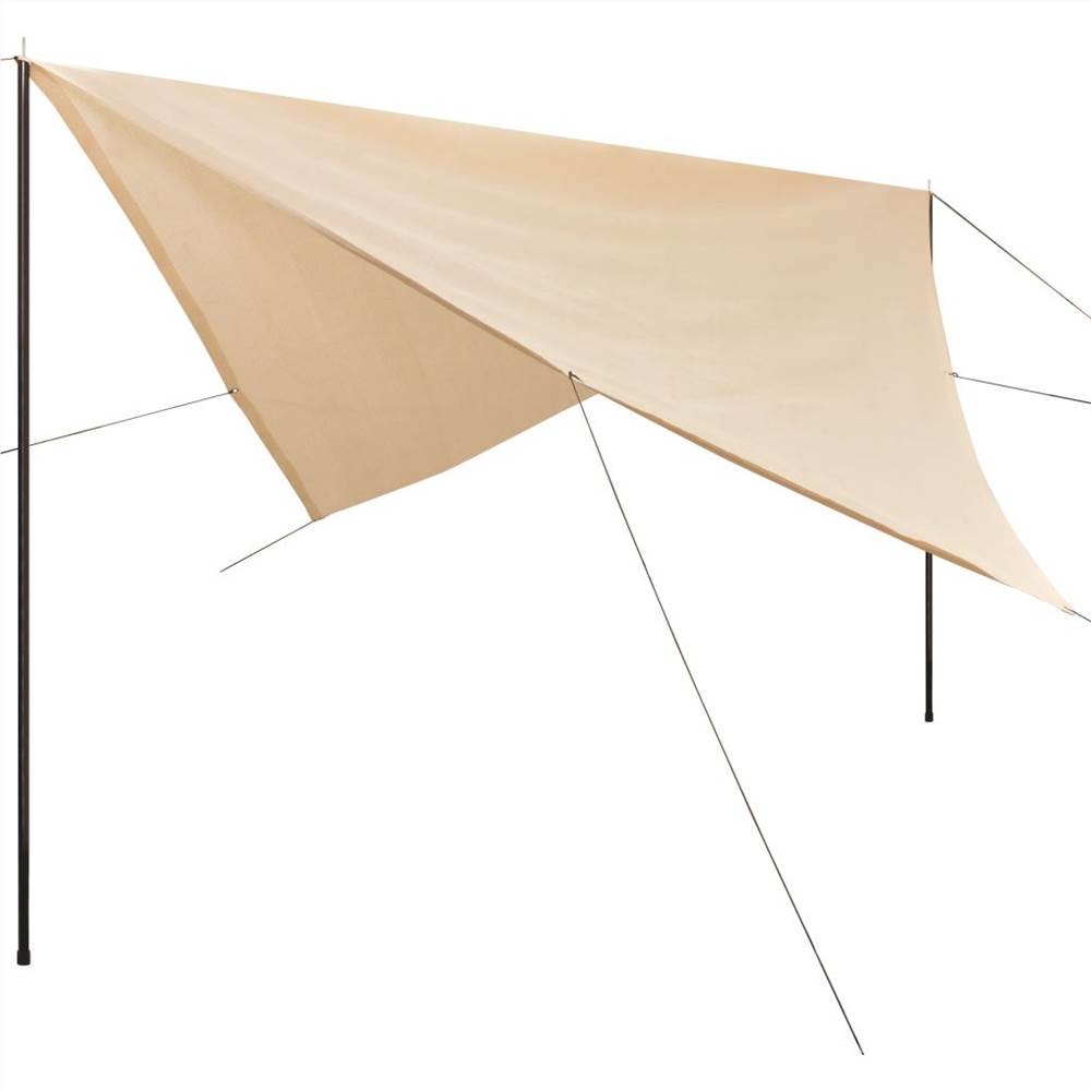 

Sunshade Tarp with Poles HDPE Square 4x4 m Cream