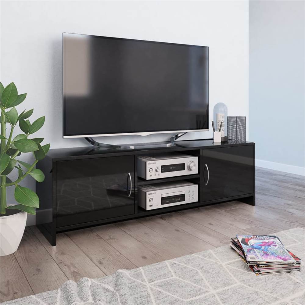 

TV Cabinet High Gloss Black 120x30x37.5 cm Chipboard