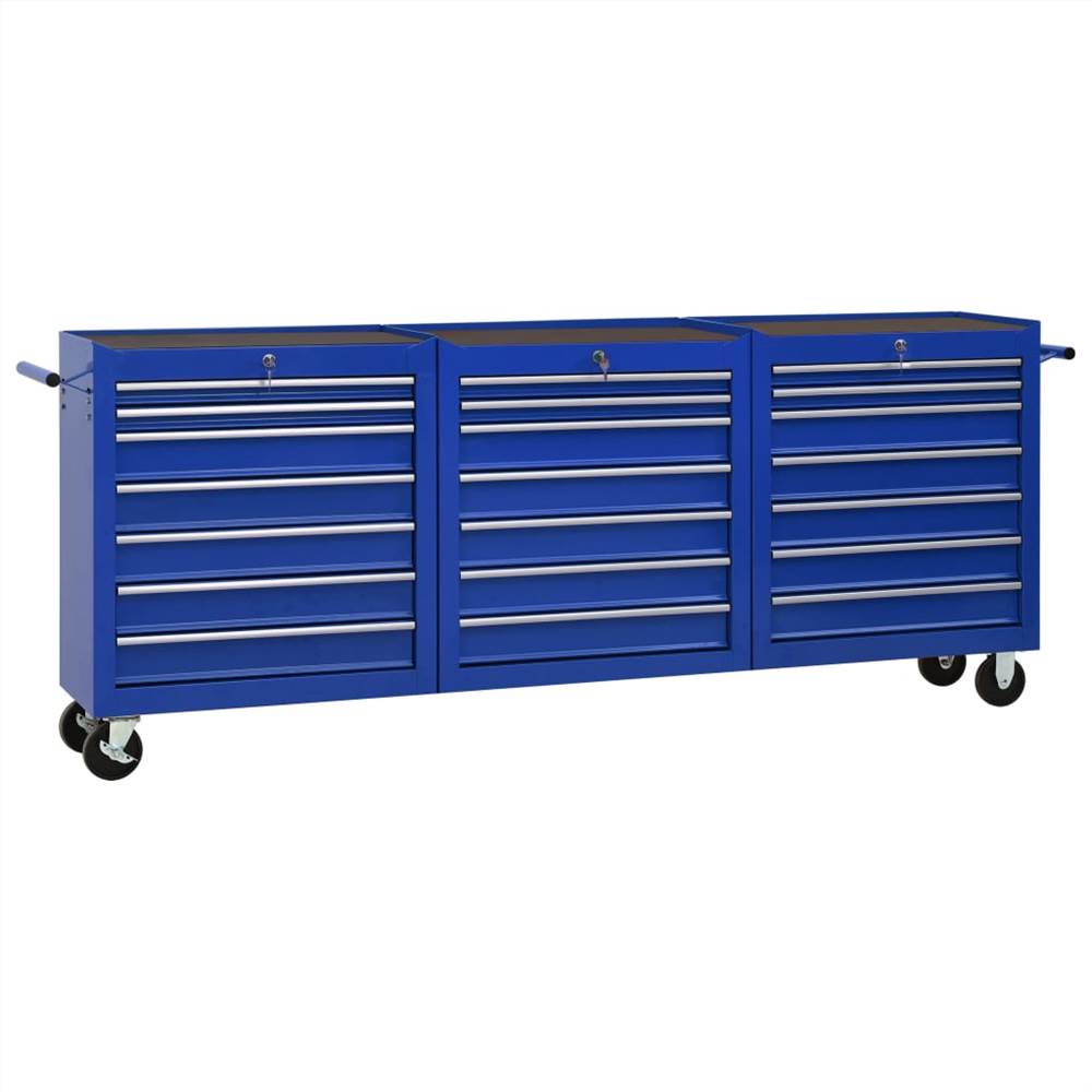 

Tool Trolley with 21 Drawers Steel Blue (147181+2x147182)