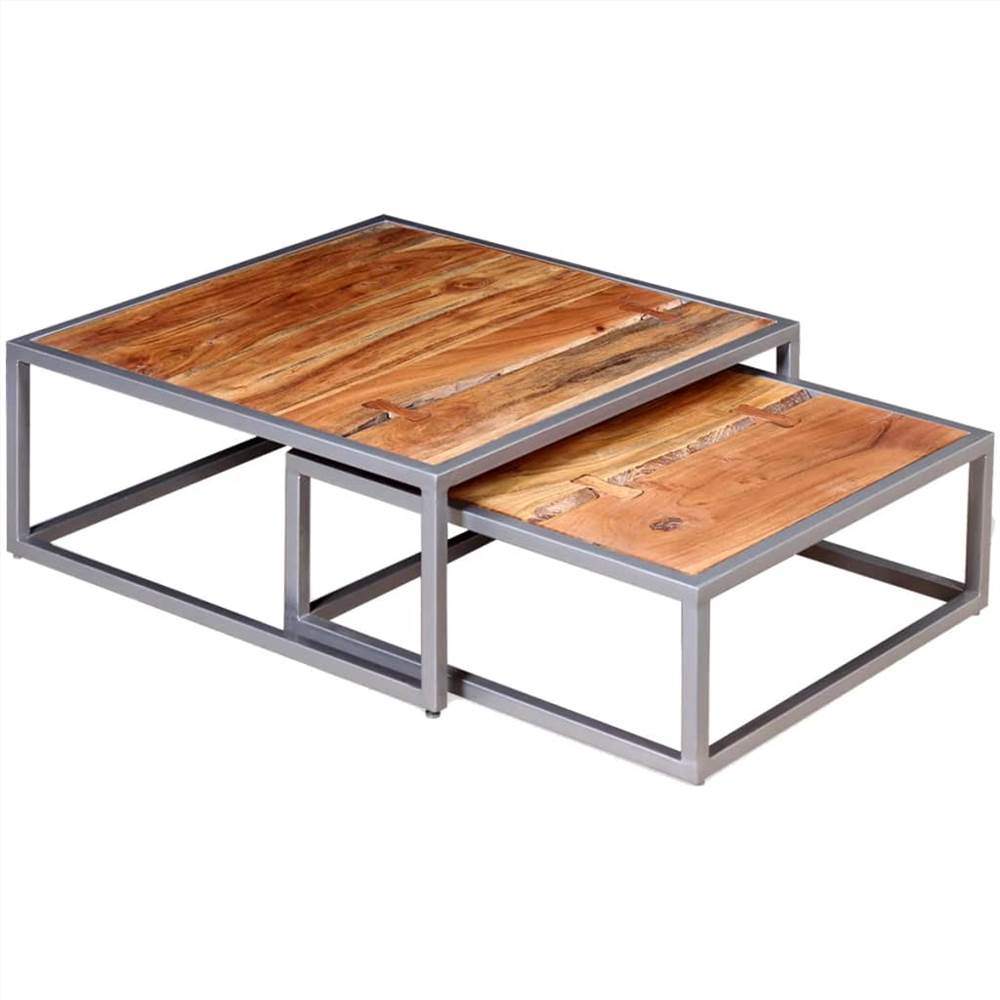 

Two Piece Coffee Table Set Solid Acacia Wood