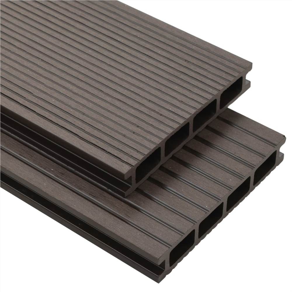 

WPC Hollow Decking Boards with Accessories 20 m² 4 m Dark Brown
