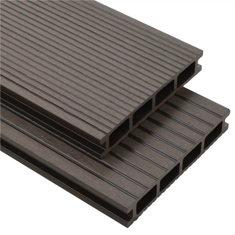 WPC Hollow Decking Boards with Accessories 26m² 2.2m Dark Brown