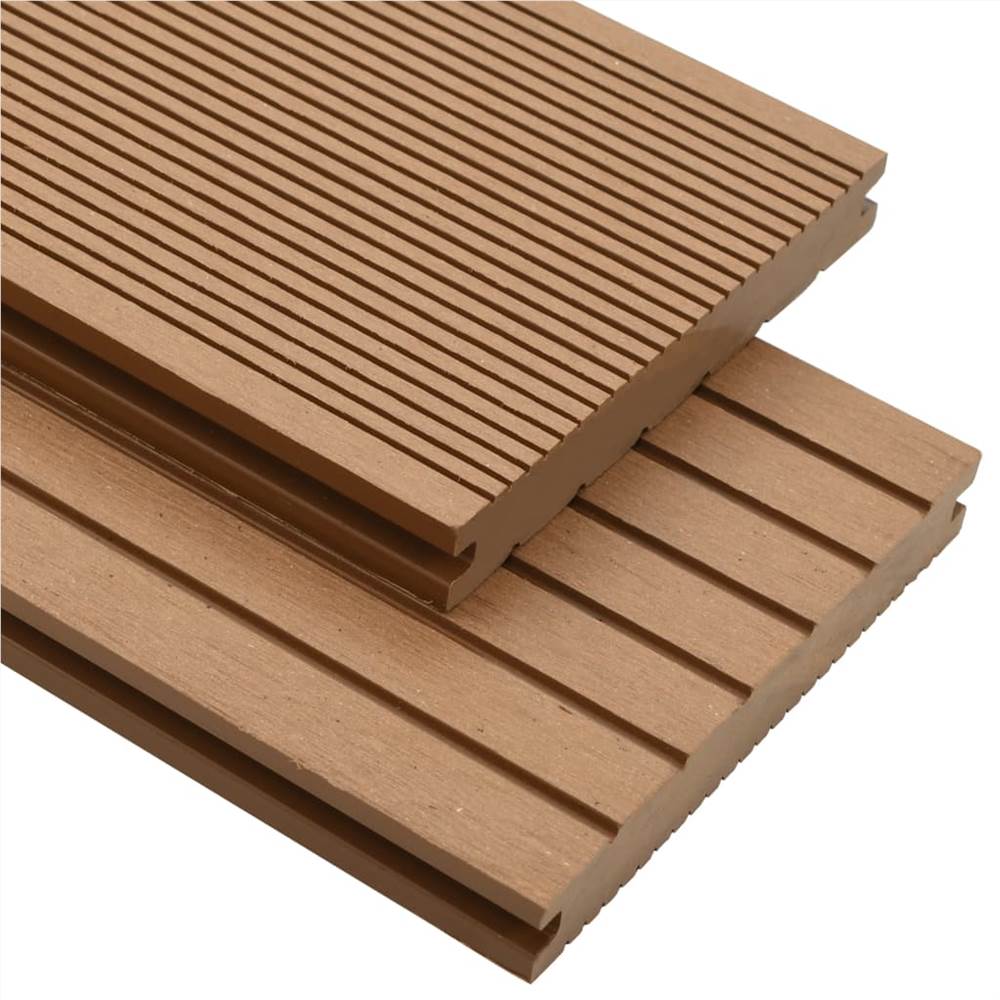 

WPC Solid Decking Boards with Accessories 10 m² 2.2 m Teak