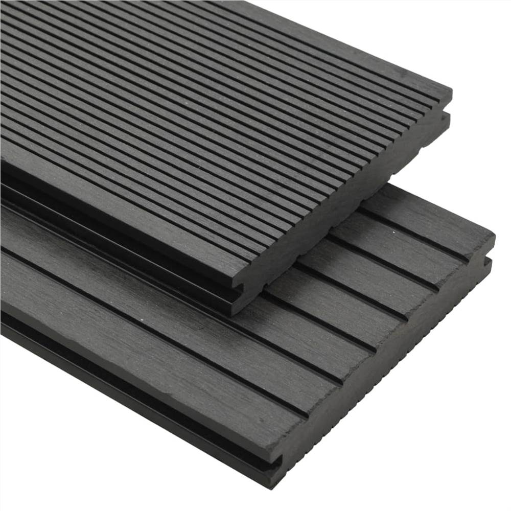 WPC Solid Decking Boards with Accessories 20 m² 4 m Grey