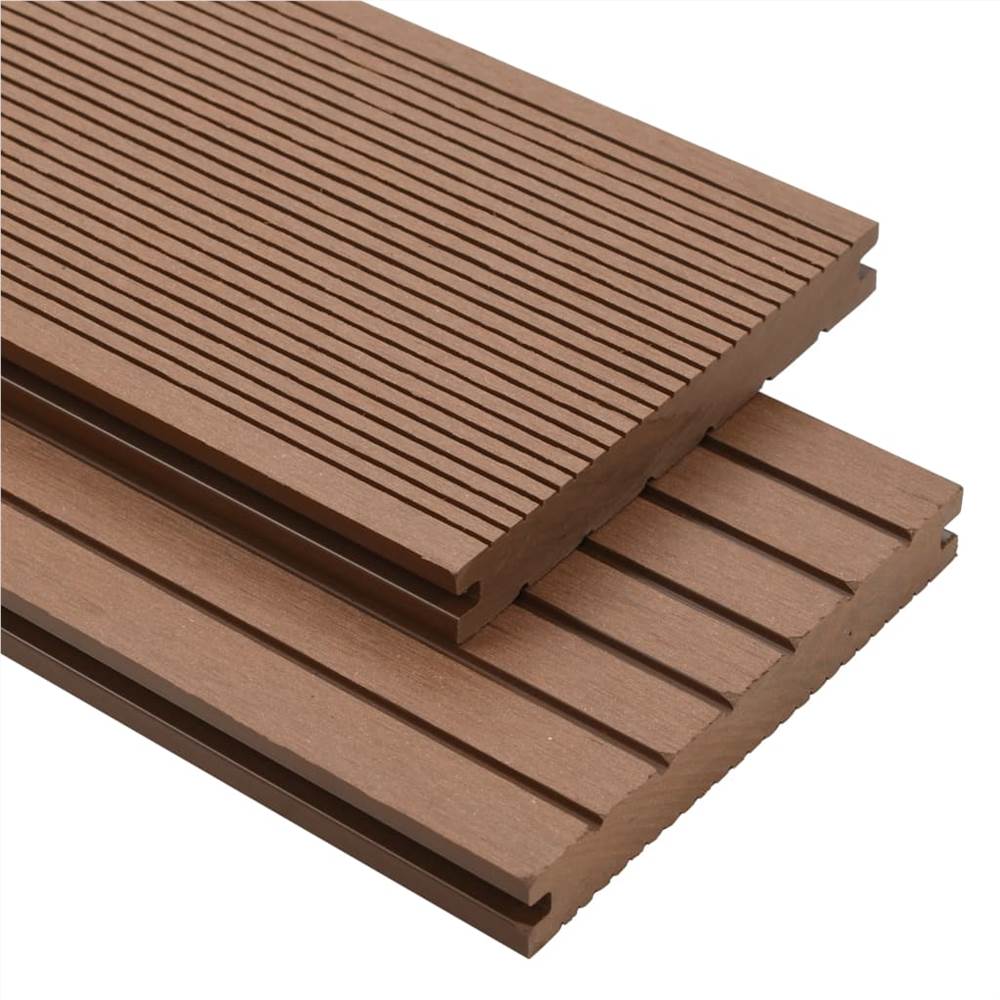 WPC Solid Decking Boards with Accessories 26m² 2.2m Light Brown