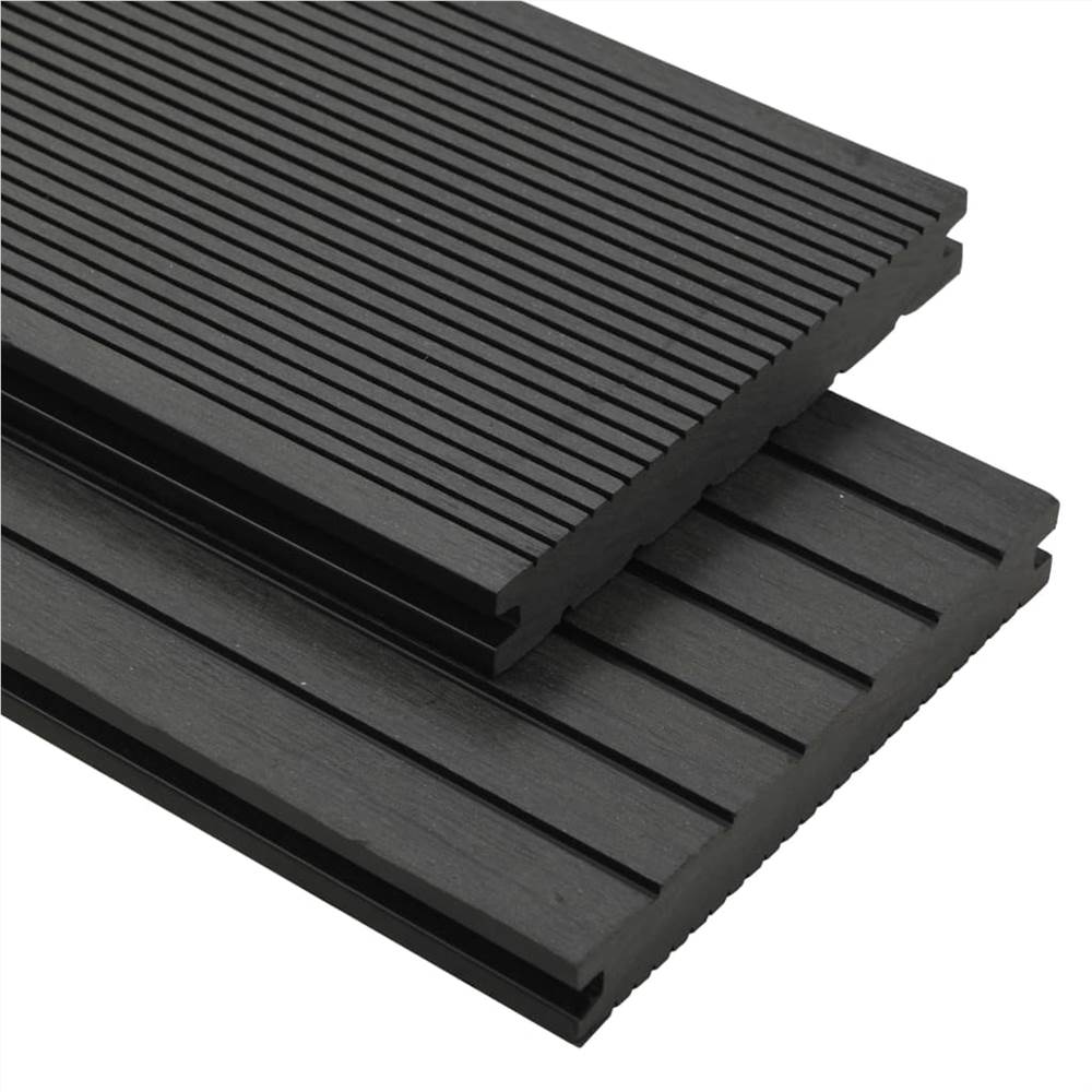 

WPC Solid Decking Boards with Accessories 30 m² 2.2 m Black