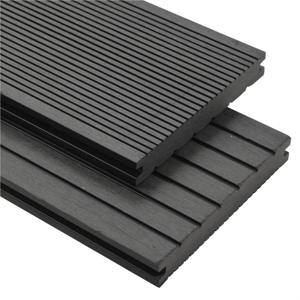 

WPC Solid Decking Boards with Accessories 30 m² 2.2 m Grey