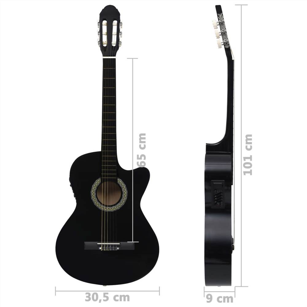 Western Acoustic Cutaway Guitar with Equalizer 6 Strings Black