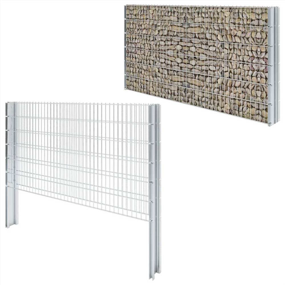 

2D Gabion Fence Galvanised Steel 2.008x1.23 m 18 m (Total Length) Silver