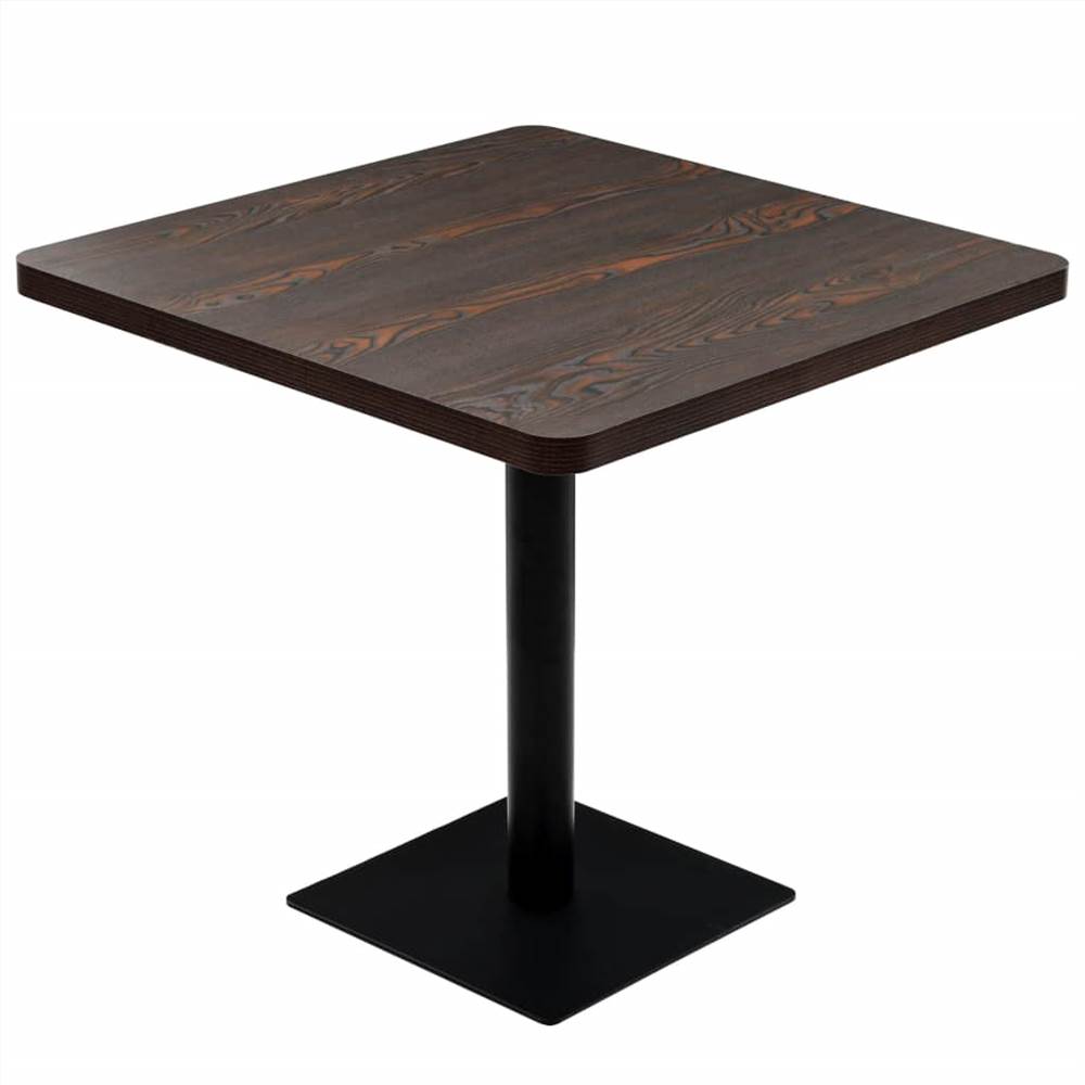 

Bistro Table MDF and Steel Square 80x80x75 cm Dark Ash