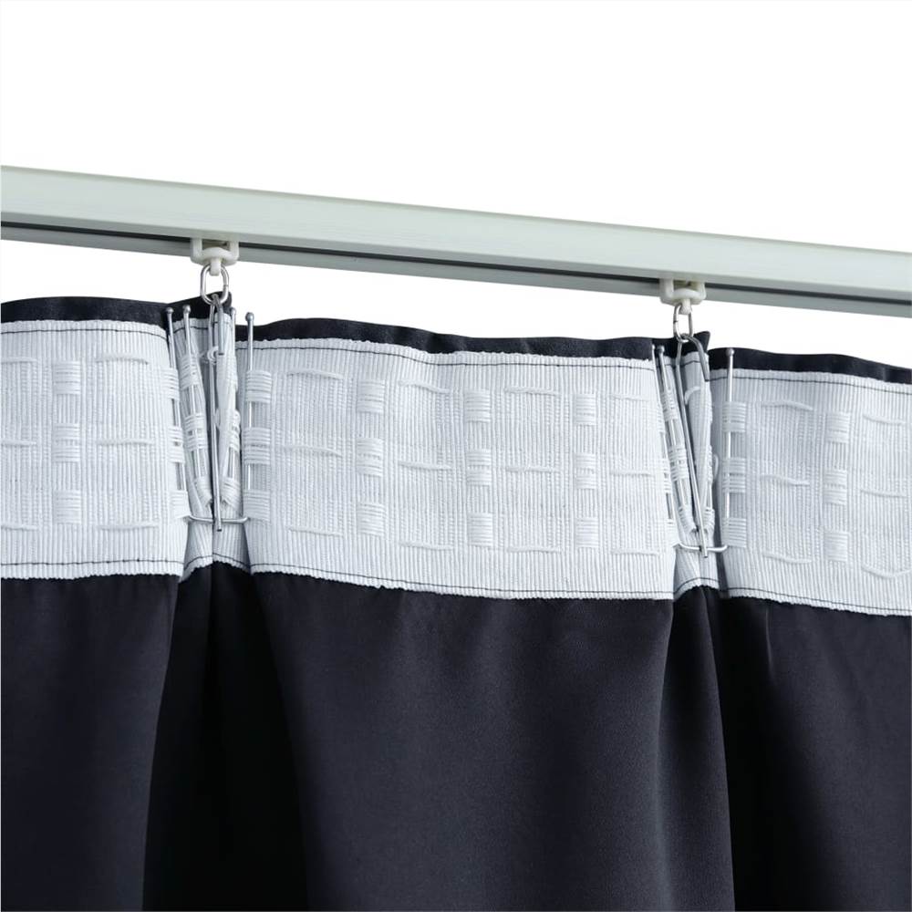 Blackout Curtains with Hooks 2 pcs Anthracite 140x175 cm