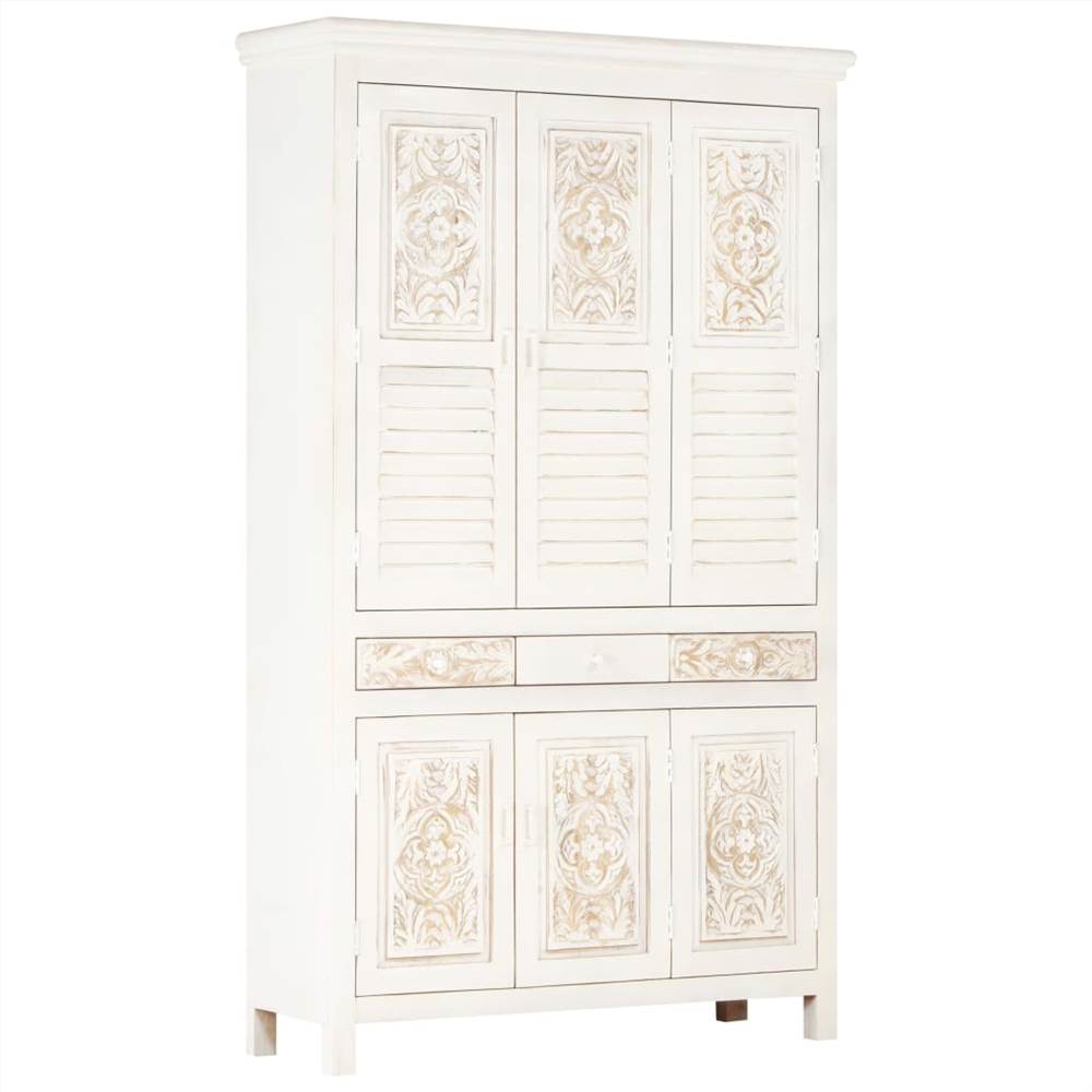 vidaXL Wardrobe White 120x40x200 cm Solid Mango Wood