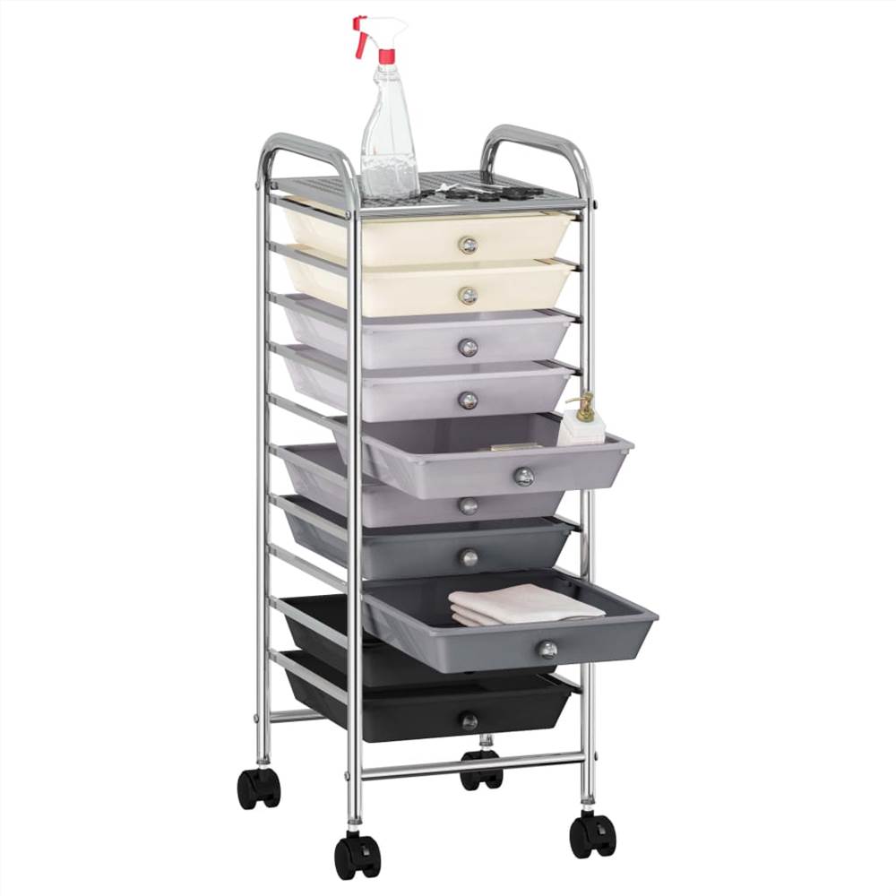 10-Drawer Mobile Storage Trolley Ombre Plastic