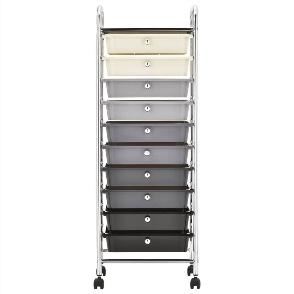 10-Drawer Mobile Storage Trolley Ombre Plastic