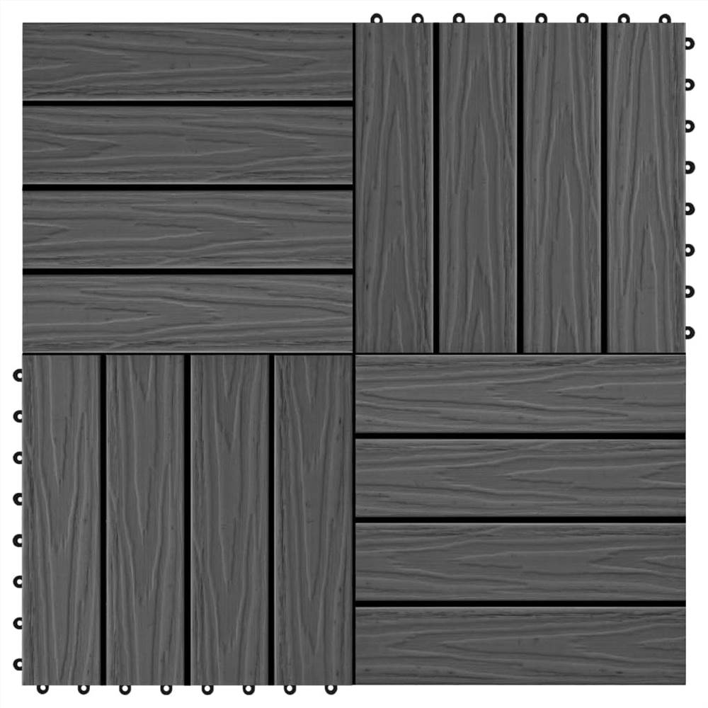

11 pcs Decking Tiles Deep Embossed WPC 30x30 cm 1 sqm Black