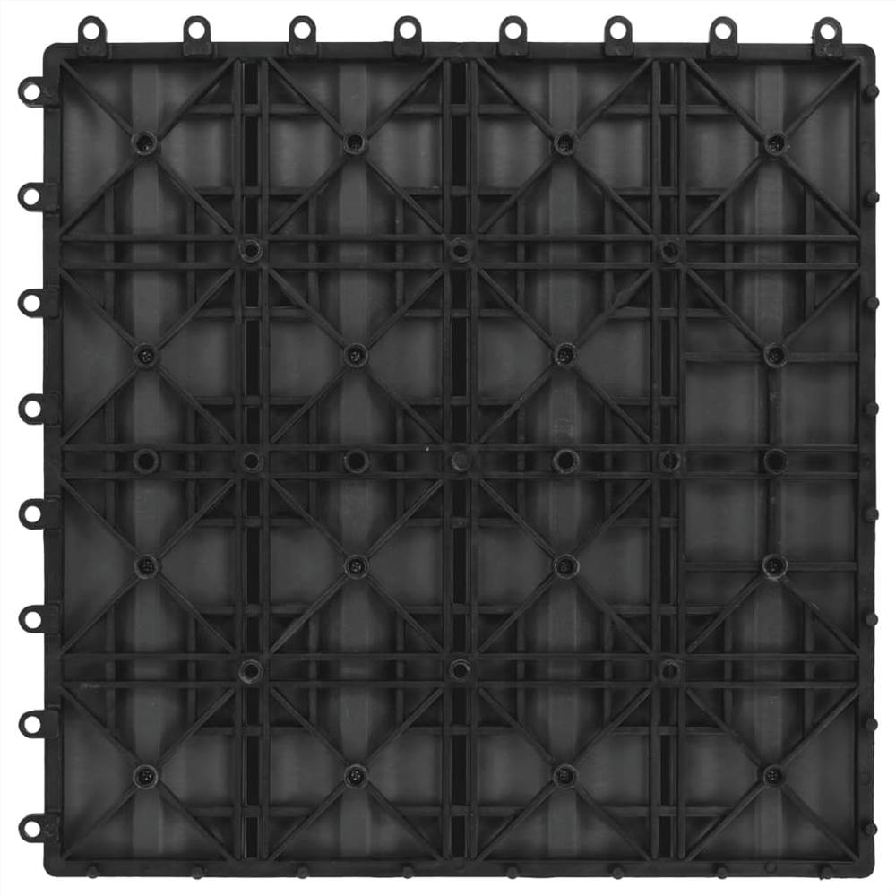 11 pcs Decking Tiles Deep Embossed WPC 30x30 cm 1 sqm Black