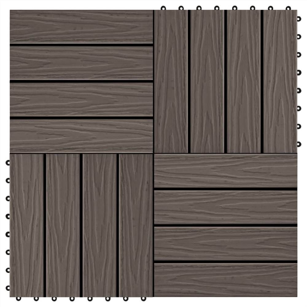 11 pcs Decking Tiles Deep Embossed WPC 30x30cm 1sqm Dark Brown