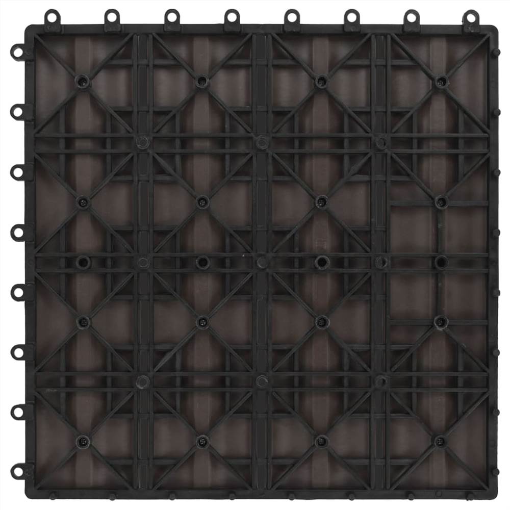 11 pcs Decking Tiles Deep Embossed WPC 30x30cm 1sqm Dark Brown