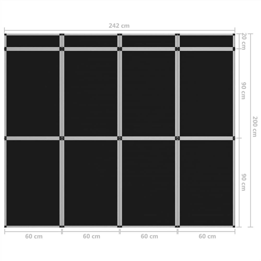 12-Panel Folding Exhibition Display Wall 242x200 cm Black