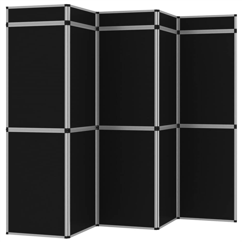 15-Panel Folding Exhibition Display Wall 302x200 cm Black