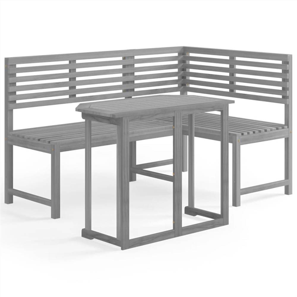 

2 Piece Bistro Set Solid Acacia Wood Grey