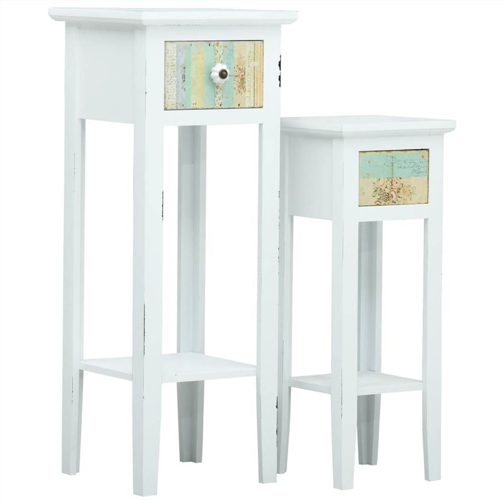 

2 Piece Side Table Set White MDF