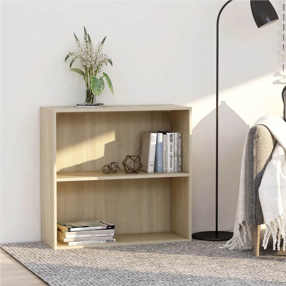 

2-Tier Book Cabinet Sonoma Oak 80x30x76.5 cm Chipboard