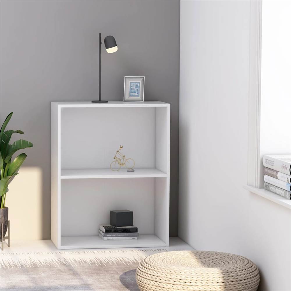 

2-Tier Book Cabinet White 60x30x76.5 cm Chipboard