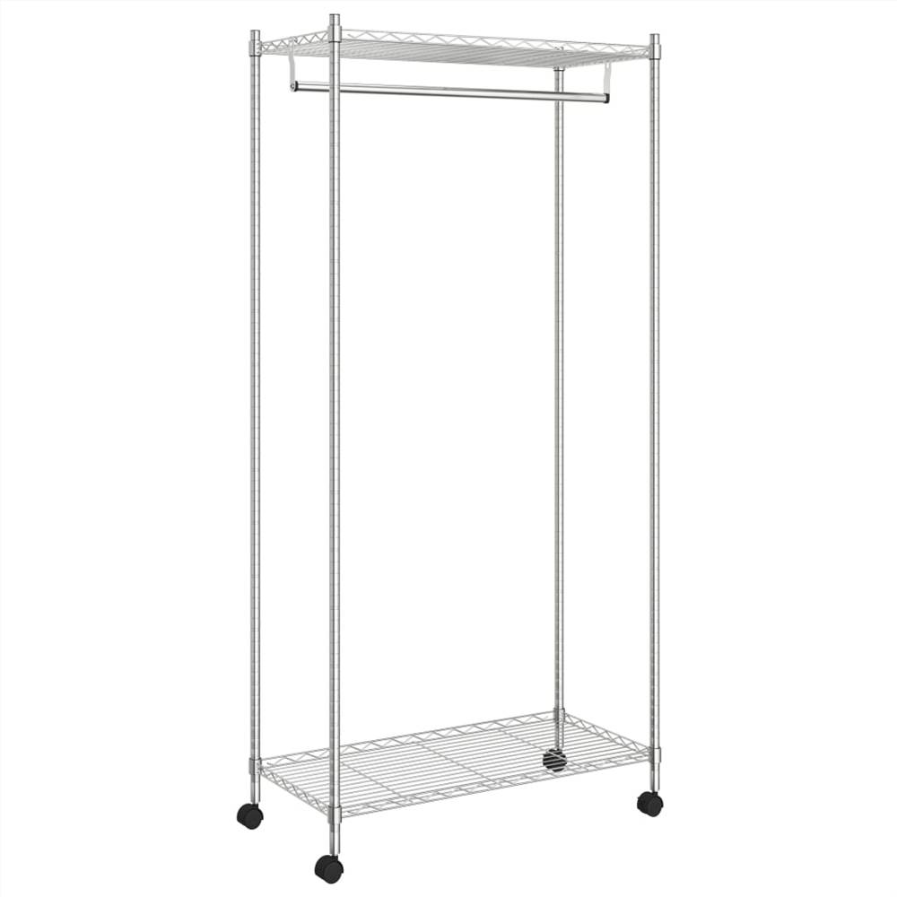 2-Tier Clothes Rack with Wheels 90x45x186 cm Chrome 100 kg