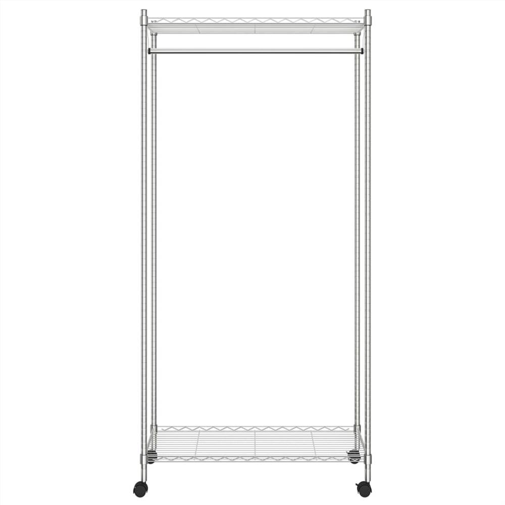 2-Tier Clothes Rack with Wheels 90x45x186 cm Chrome 100 kg