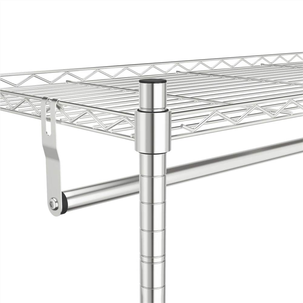 2-Tier Clothes Rack with Wheels 90x45x186 cm Chrome 100 kg