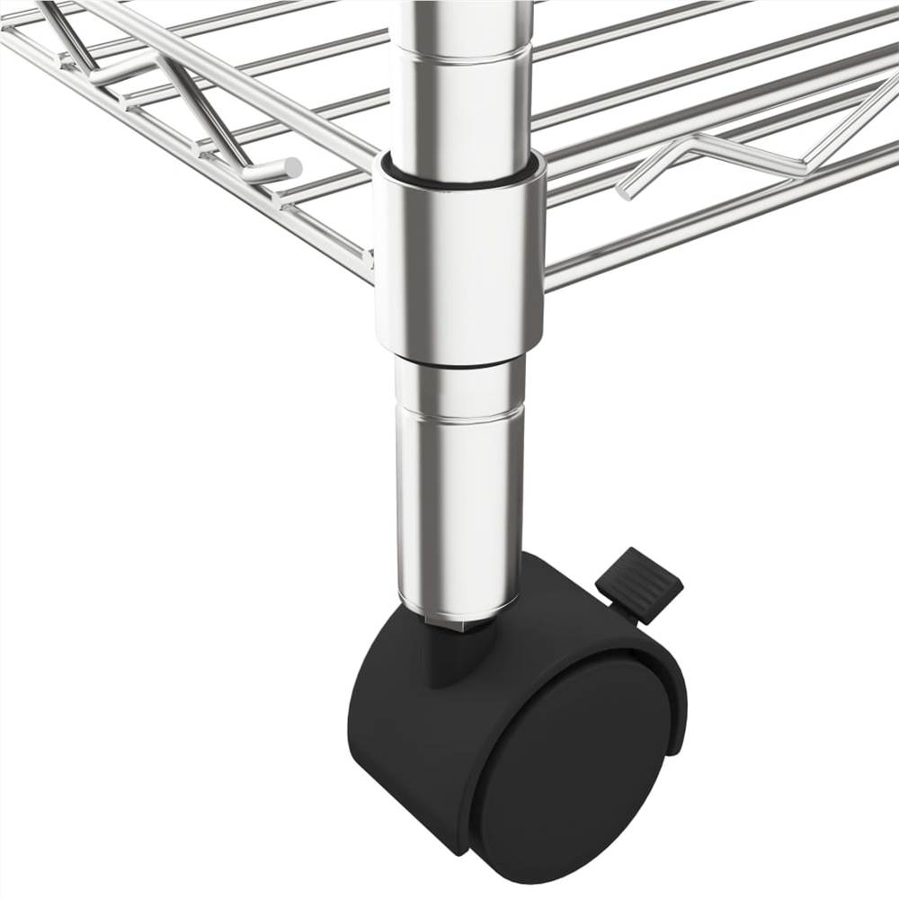 2-Tier Clothes Rack with Wheels 90x45x186 cm Chrome 100 kg