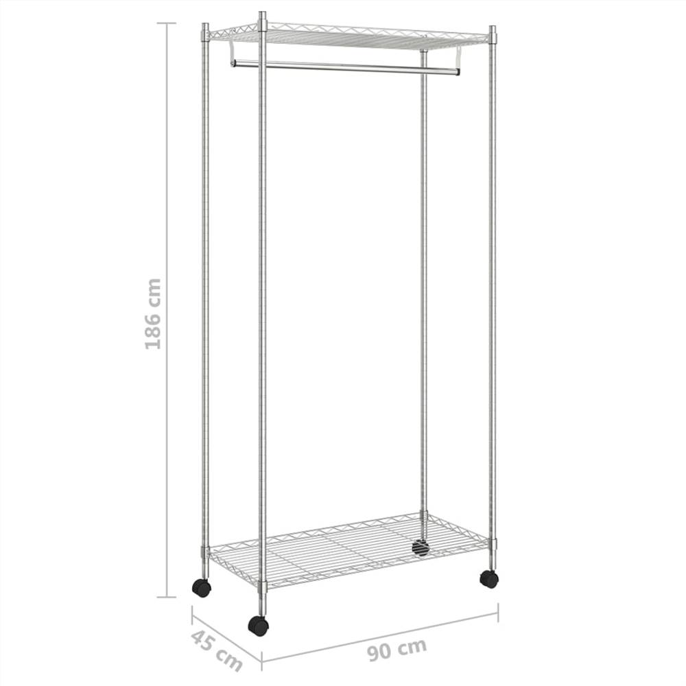2-Tier Clothes Rack with Wheels 90x45x186 cm Chrome 100 kg