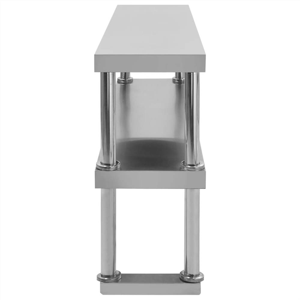 2-Tier Work Table Overshelf 120x30x65 cm Stainless Steel