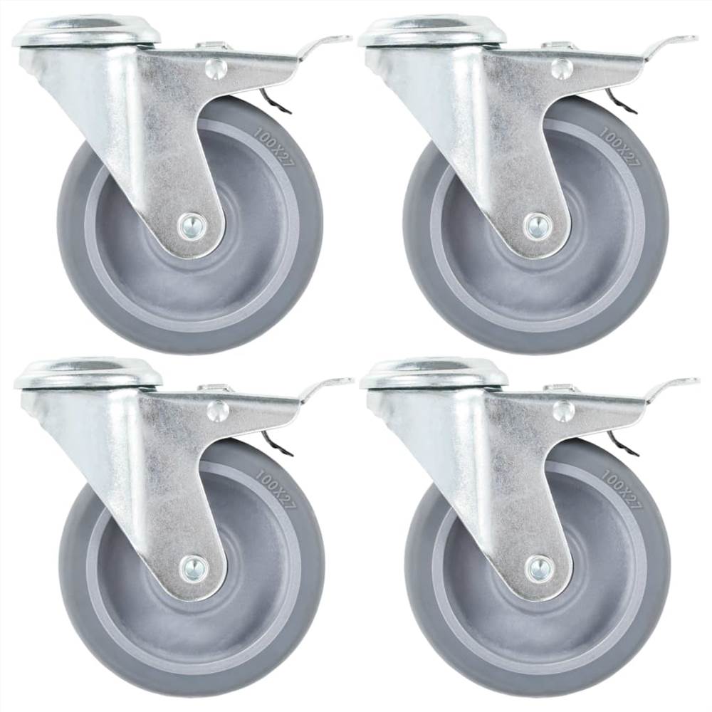 

24 pcs Bolt Hole Swivel Casters 100 mm