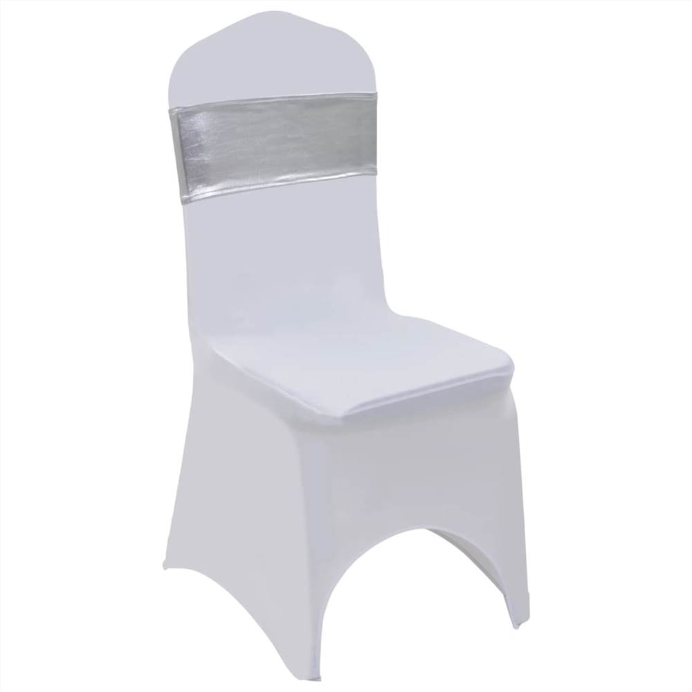 25 pcs Stretchable Chair Band with Diamond Buckle Silver