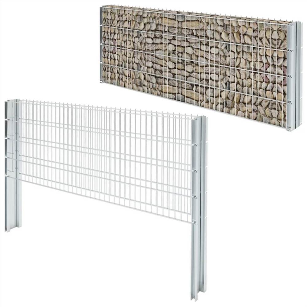 

2D Gabion Fence Galvanised Steel 2.008x0.83 m 4 m (Total Length) Silver