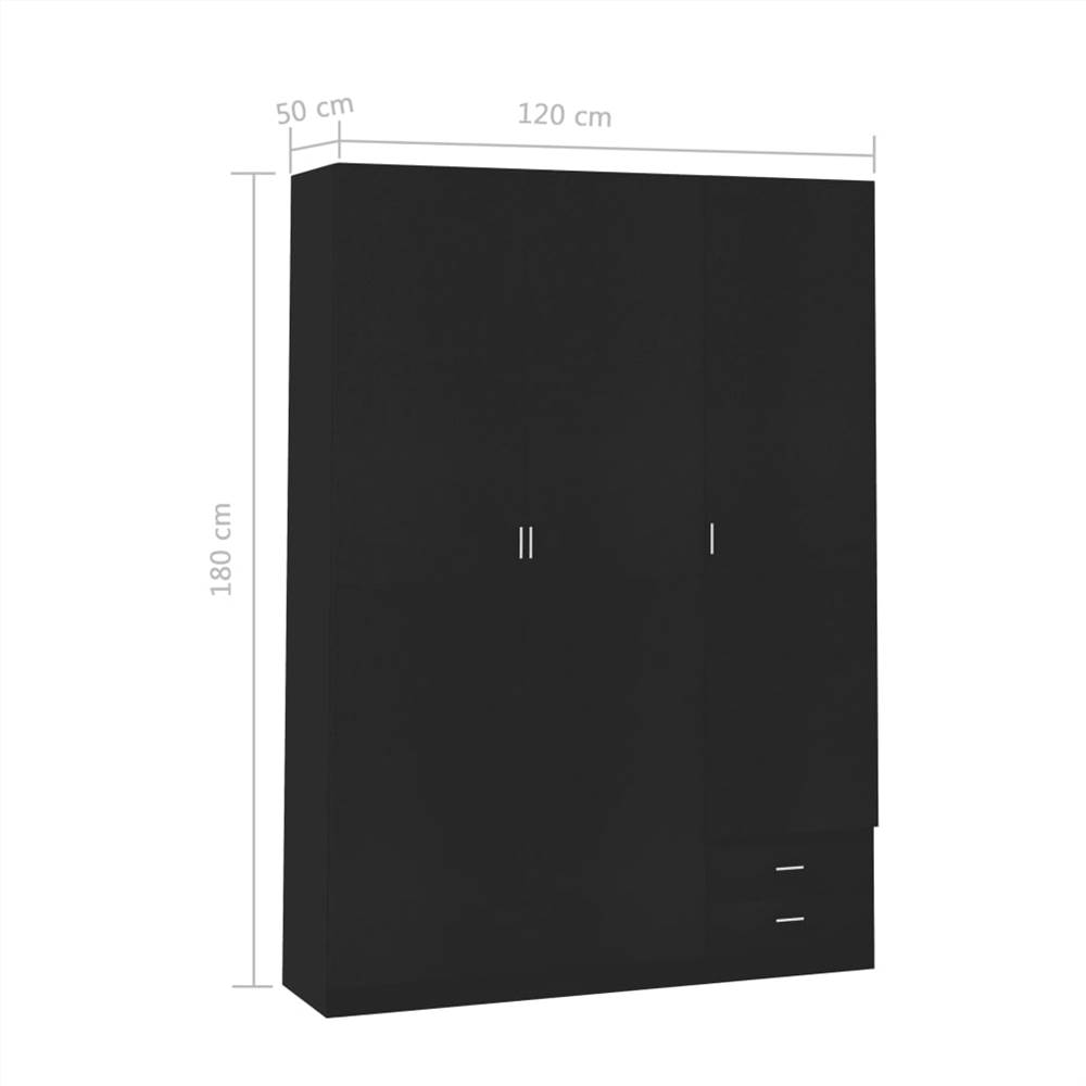 3-Door Wardrobe Black 120x50x180 cm Chipboard
