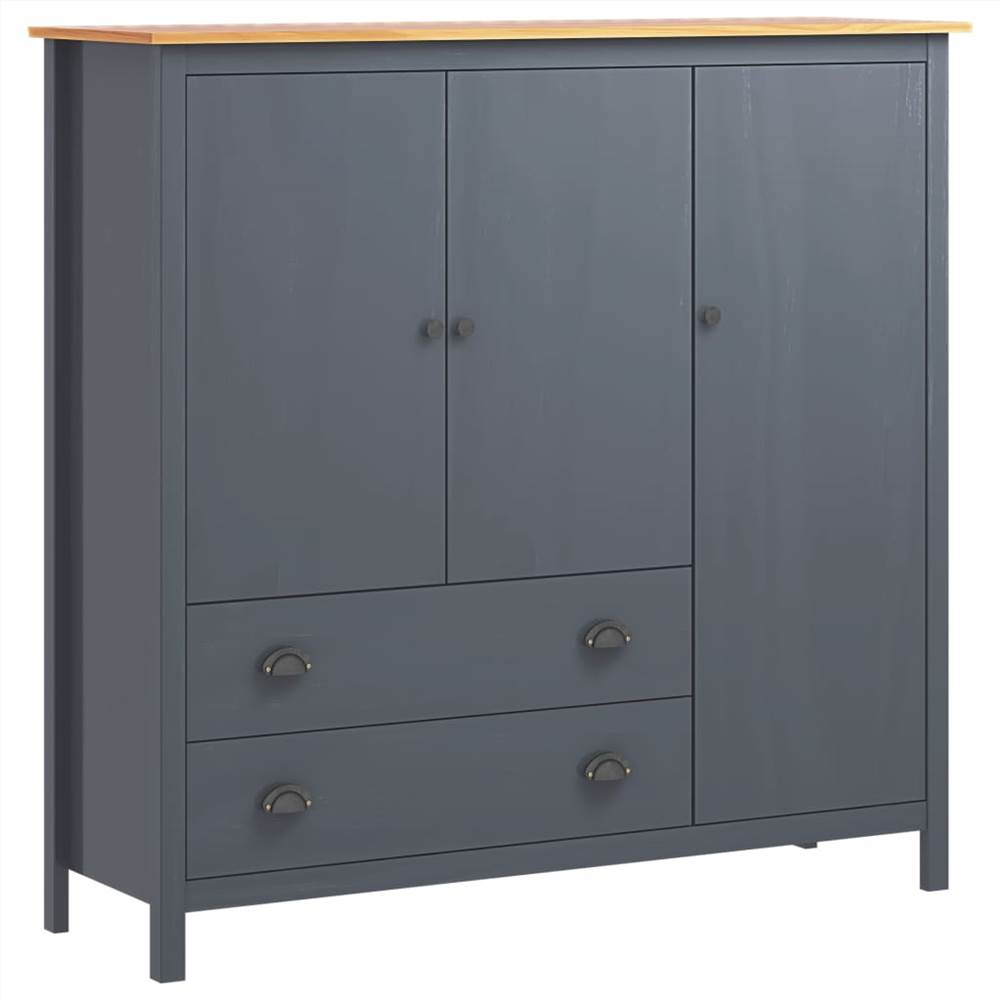 

3-Door Wardrobe Hill Range Grey 142x45x137 cm Solid Pine Wood